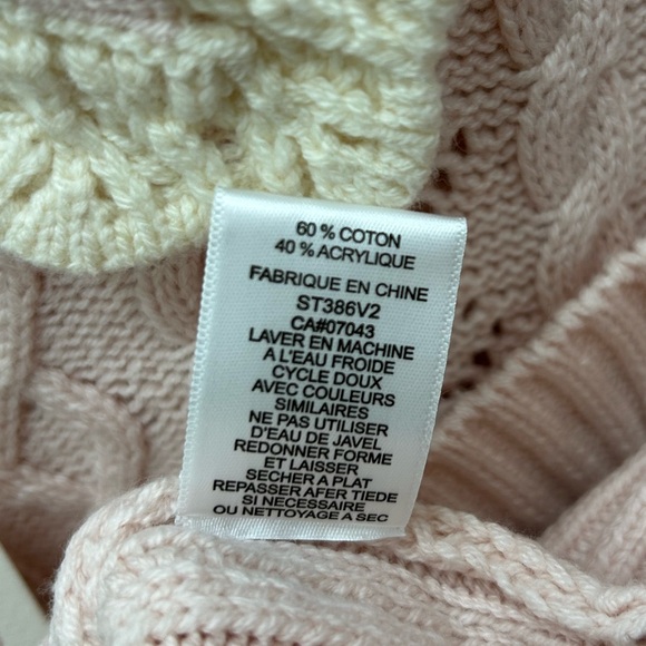 Jessica Simpson Light Pink Cable Knit Cardigan with Cream Lace Collar Valentines - Picture 10 of 10